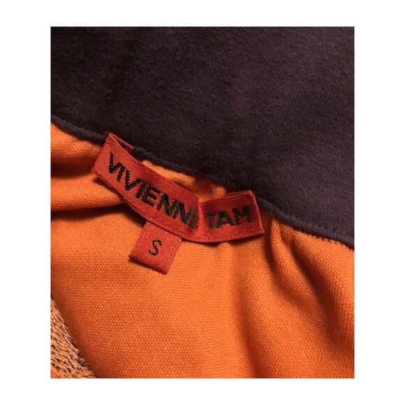 Vintage Vivienne Tam Purple Orange Embroidered Mesh Overlay Knee Length Skirt - Picture 2 of 8